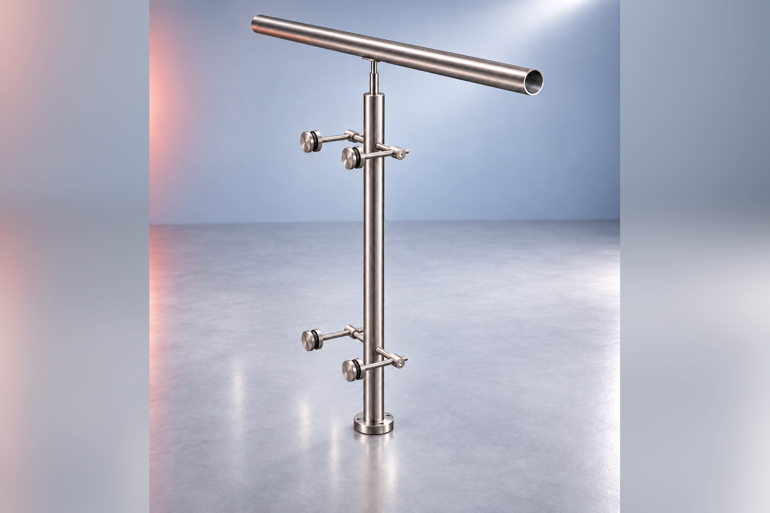 Estudio del poste HRD 1223 con cuerpo tubular y brazos ajustables para vidrio